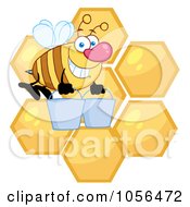 Poster, Art Print Of Worker Bee Carrying Two Buckets Over Honey Combs