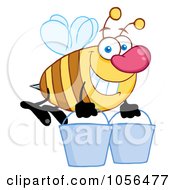 Royalty Free Vector Clip Art Illustration Of A Worker Bee Carrying Two Buckets