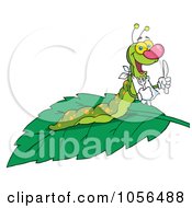 Poster, Art Print Of Hungry Caterpillar With A Bib And Silverware On A Leaf