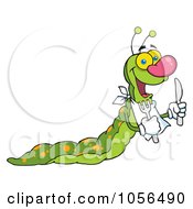 Royalty Free Vector Clip Art Illustration Of A Hungry Caterpillar With A Bib And Silverware by Hit Toon