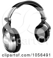 3d Pair Of Silver And Black Headphones