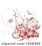 Poster, Art Print Of Red Hibiscus Butterfly Vine And Grunge Design Element