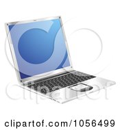 Poster, Art Print Of 3d Open Laptop With A Blue Screen