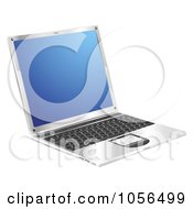 Royalty Free Vector Clip Art Illustration Of A 3d Open Laptop With A Blue Screen