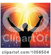 Poster, Art Print Of Silhouetted Religious Man Holding His Arms Up To Sunshine
