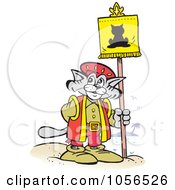 Christopher Columbus Explorer Cat Posting A Flag