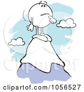 Royalty Free Vector Clip Art Illustration Of A Contemplating Moodie Character Standing On Top Of A Mountain