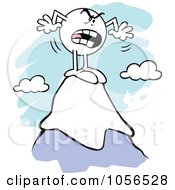 Royalty Free Vector Clip Art Illustration Of An Angry Moodie Character Standing On Top Of A Mountain