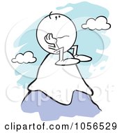Poster, Art Print Of Sad Moodie Character Standing On Top Of A Mountain