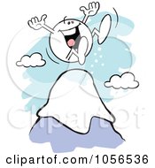 Poster, Art Print Of Happy Moodie Character Standing On Top Of A Mountain