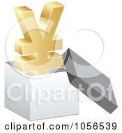 3d Golden Yen Symbol In A Box