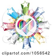 Poster, Art Print Of Colorful Heart Poker Circle With Stars