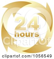 Royalty Free Vector Clip Art Illustration Of A Gold 24 Hours And Arrows Sign