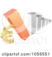 Royalty Free Vector Clip Art Illustration Of A Bar Graph Falling Down On A Euro Symbol by Andrei Marincas