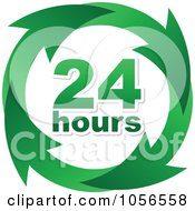 Poster, Art Print Of Green 24 Hours And Arrows Sign