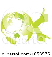 Poster, Art Print Of Green Globe With Thumb Up Hands - 2