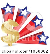 Poster, Art Print Of 3d Gold Dollar Symbol And American Stars