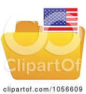 Poster, Art Print Of Yellow Folder With An American Flag Tab