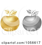 Poster, Art Print Of Digital Collage Of 3d Silver And Golden Apples