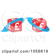 Royalty Free Vector Clip Art Illustration Of A Digital Collage Of Red Lira Cubes With Blue Arrows