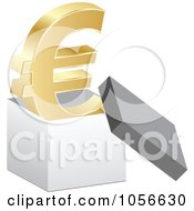 Royalty Free Vector Clip Art Illustration Of A 3d Golden Euro Symbol In A Box