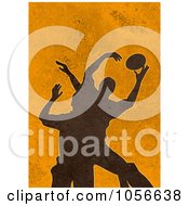 Poster, Art Print Of Silhouetted Rugby Players On Orange Grunge