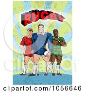 Poster, Art Print Of Retro Rugby Players With Text