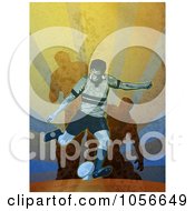 Poster, Art Print Of Retro Rugby Player Kicking On Grunge