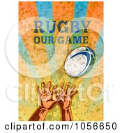 Poster, Art Print Of Hands Reaching Up For A Rugby Ball Over Grunge With Text