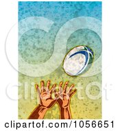 Poster, Art Print Of Hands Reaching Up For A Rugby Ball Over Grunge