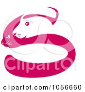 Poster, Art Print Of Pink And White Dog And Cat Face Silhouette Logo