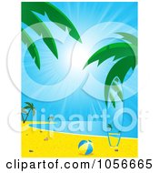 Poster, Art Print Of Beach Ball And Surfboard Matching The Tropical Beach Scene