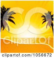 Poster, Art Print Of Silhouetted Palm Trees Framing A Sunset Over A Beach