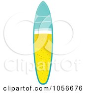 Poster, Art Print Of 3d Shiny Surfboard With A Beach Scene