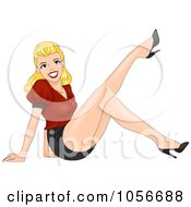 Royalty Free Vector Clip Art Illustration Of A Sexy Retro Blond Pinup Woman Kicking Up A Leg