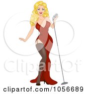 Poster, Art Print Of Sexy Retro Blond Pinup Woman Singing
