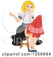 Poster, Art Print Of Sexy Blond Pinup Woman Sewing