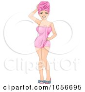 Royalty Free Vector Clip Art Illustration Of A Sexy Pinup Woman In A Pink Towel