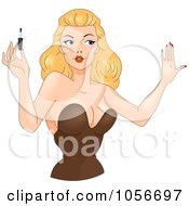 Sexy Pinup Woman Painting Her Fingernails