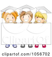 Poster, Art Print Of Three Graduate Kids Holding Up A Blank Sign