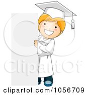 Poster, Art Print Of Graduate Boy Standing By A Blank Sign