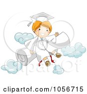 Poster, Art Print Of Graduate Boy With A Diploma And Clouds