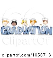 Poster, Art Print Of Diverse Graduate Kids With The Word Graduation