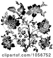 Poster, Art Print Of Black And White Floral Plant In Bloom