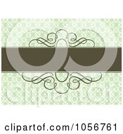 Poster, Art Print Of Green Floral Diamond Patterned Invitation Or Background With Brown Horizontal Copyspace