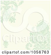 Poster, Art Print Of Green Damask Floral And Beige Invitation Or Background