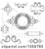Poster, Art Print Of Digital Collage Of Black And White Decorative Swirl Design Elements