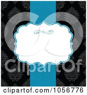 Poster, Art Print Of Blue Ribbon And White Text Space Over A Black Victorian Patterned Invitation Or Background