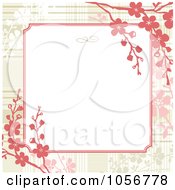 Poster, Art Print Of Red Floral Branch Border Invitation Or Background With Copyspace