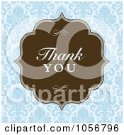 Poster, Art Print Of Brown Thank You Frame Over Blue Damask